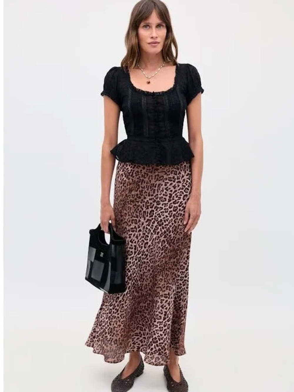 RIXO Kelly Silk Leopard Maxi Skirt size L
